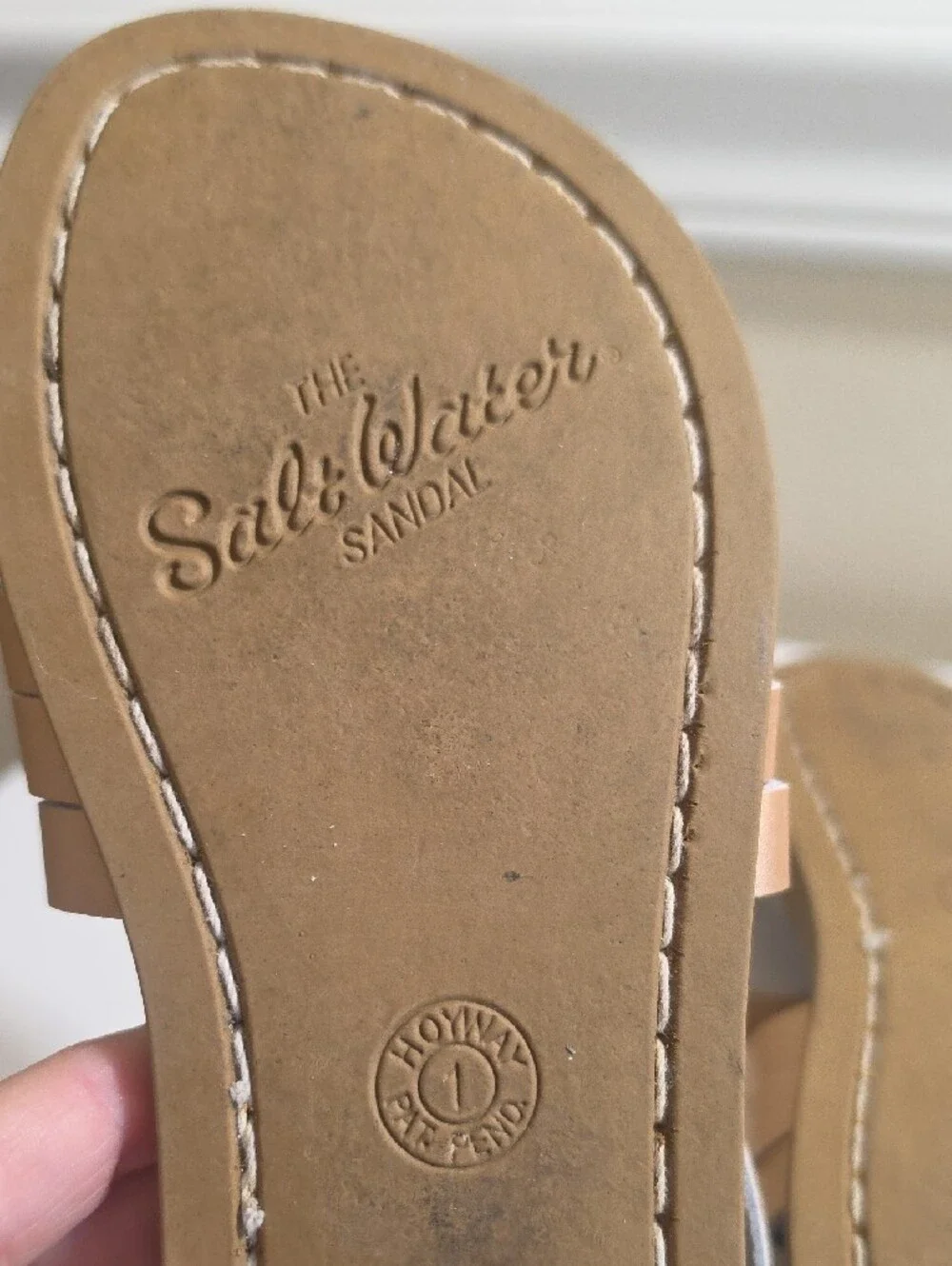 Salt Water Sans Braided Leather Metallic  Rose Gold Ankle-Strap Sandals Sz 1